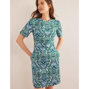 Boden Cotton Mini Shift Dress Linseed Vine Terrace Size 4 Petite